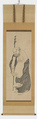 Jittoku, Puppies, and Hotei, Nagasawa Rosetsu (Japanese, 1754–1799), Triptych of hanging scrolls; ink on paper, Japan